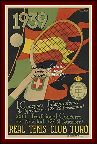 Herbé TM Tenis Club TURO Tennis 1939 R499- Póster de 50 x 70 cm (en papel 60 x 80 cm) d1 póster vintage / retro.