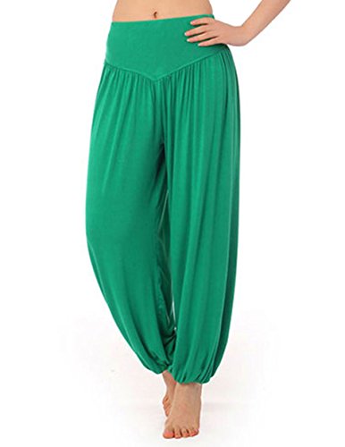 Hoerev Pantalón ancho de Yoga, tejido elástico muy suave -  Verde -