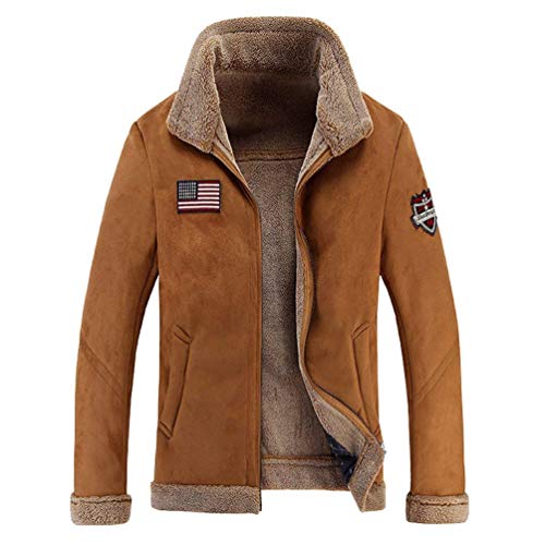 Hombre De Invierno Slim Fit Collar De Pie Chaqueta Hombres De Chic Cuero Collar De Piel Bordado Insignia Soft Warm Rme PU Throat Coat (Color : Khaki, Size : 4XL) Hombre De Invierno Slim Fit Collar De Pie Chaqueta Hombres De Chic Cuero Collar De Piel Bordado Insignia Soft Warm Rme PU Throat Coat (Color : Khaki, Size : 4XL)