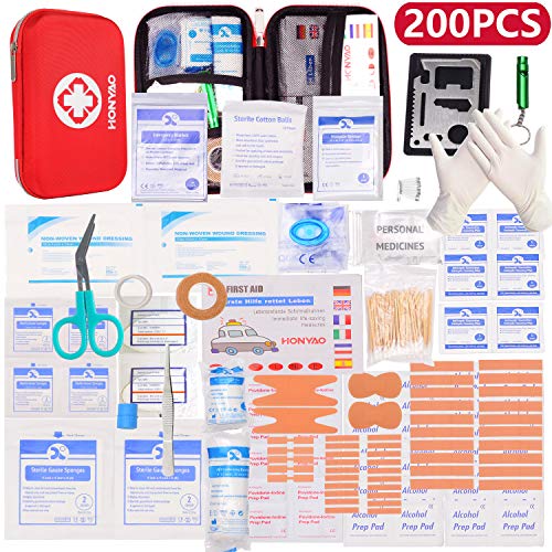 HONYAO Botiquín de Primeros Auxilios, Mini Kit de Supervivencia - Bolsa Médico de Emergencia Completo para Coche Barco Motocicleta El Hogar Lugar de Trabajo Mochila y Acampar Senderismo Viaje HONYAO Botiquín de Primeros Auxilios, Mini Kit de Supervivencia - Bolsa Médico de Emergencia Completo para Coche Barco Motocicleta El Hogar Lugar de Trabajo Mochila y Acampar Senderismo Viaje