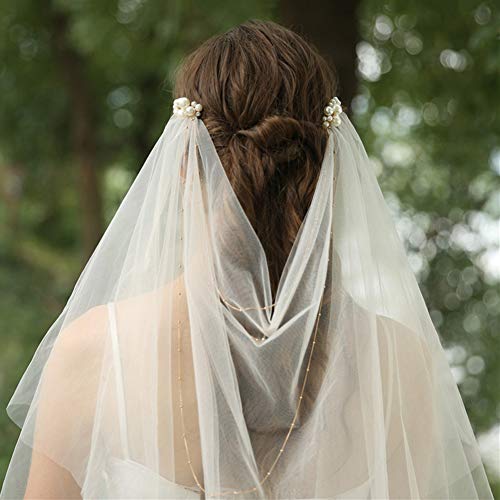 HSYXTS Velo de la Venda de la Corona Velo Nupcial de la Perla Nupcial de la Boda de la Capa (Champán) HSYXTS Velo de la Venda de la Corona Velo Nupcial de la Perla Nupcial de la Boda de la Capa (Champán)