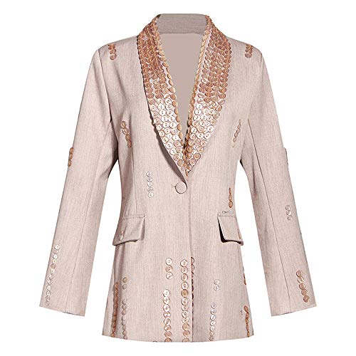 HTMP-HS Blazer De Mujer Botones De Tachuelas Artesanales De La Industria Pesada Chaqueta De Moda Decorativa,A,L HTMP-HS Blazer De Mujer Botones De Tachuelas Artesanales De La Industria Pesada Chaqueta De Moda Decorativa,A,L