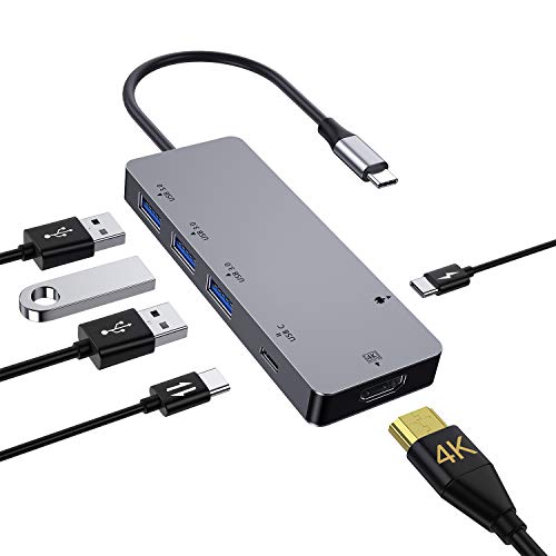 Hub USB C,Adaptador USB C 3.1 con 1 Puerto HDMI 4k, 3 Puerto USB 3.0, 2 Puertos Tipo C (Carga rápida/Transferencia de Datos), para Macbook Pro,Samsung S9/S9+,Huawei P20,Otros USB C Dispositivos Hub USB C,Adaptador USB C 3.1 con 1 Puerto HDMI 4k, 3 Puerto USB 3.0, 2 Puertos Tipo C (Carga rápida/Transferencia de Datos), para Macbook Pro,Samsung S9/S9+,Huawei P20,Otros USB C Dispositivos