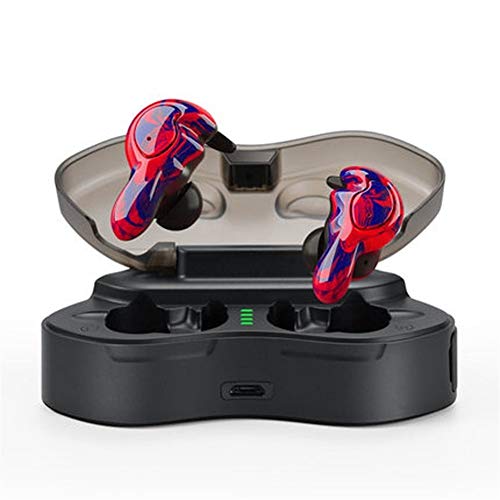HUOQILIN Auricular Inalámbrico Bluetooth del Oído Binaural Mini Pequeño Deportivo Invisibles Ejecutan Larga Espera (Color : Red)