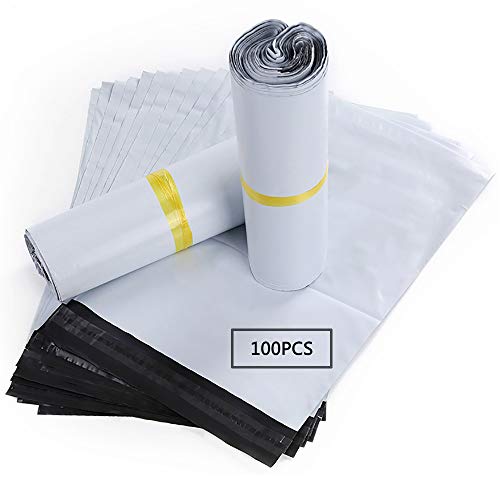 HVDHYY Bolsas para Envíos por Correo Sobres 100Piezas 25cmX35cm de Postales Plástico de Genérico Envío por correo Bolsas Sacos Polietileno Autoadhesivas Embalaje Sobres para Postales Blanco Opaca