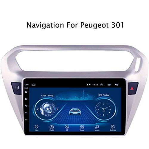 HWENJ Sat Nav, Sistema De Navegación GPS Quad Core 9 Pulgadas Android 8.1 Reproductor Coche para Peugeot 301 Citroen Elysee 2014 2015 2016 2017 2018 Coche GPS Video Radio DVD Multimedia