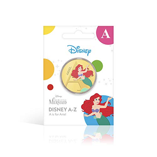 IMPACTO COLECCIONABLES Disney Colección de Monedas / Medallas A-Z - A de Arielen baño de Oro 24 Quilates y Coloreada a 4 Colores presentada en Pack de Coleccionista