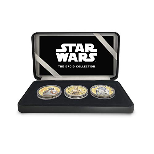 IMPACTO COLECCIONABLES Star Wars Colección Oficial - 3 Monedas / Medallas conmemorativas acuñadas con baño en Oro 24 Quilates y coloreadas a 4 Colores - 44mm
