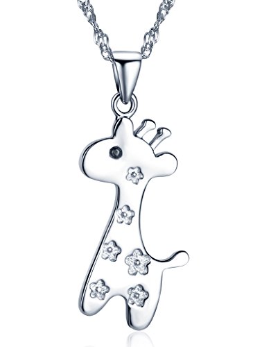 Infinite U Plata de ley 925 colgante en forma de jirafa niñas/mujeres collar con cadena de 43 cm