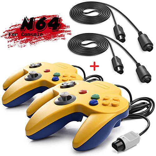 iNNEXT 2 Set Retro 64-bit N64 Gamepad Joystick para N64 Konsole N 64 Sistema y 6 ft/1.8 M N64 cordón alargador para N64 Controlador N64 Consola de Juego