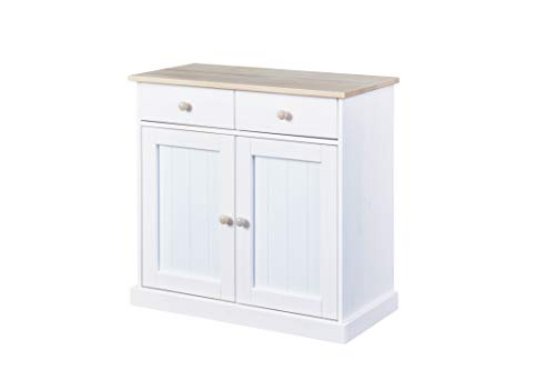 Inter Link Cómoda de Estilo Rústico con 2 Cajones y 2 Puertas de Madera Maciza de Pino Pintada en Blanco / Milkyskin, 90 x 45 x 86 cm Inter Link Cómoda de Estilo Rústico con 2 Cajones y 2 Puertas de Madera Maciza de Pino Pintada en Blanco / Milkyskin, 90 x 45 x 86 cm