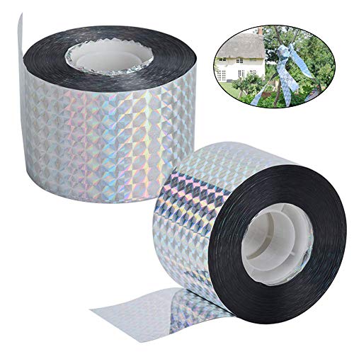 INTVN Cinta Repelente de Aves Pájaro Scare Cinta Reflectante Bird Repellent Scare Tape para Hogar Jardín y Granja Control de aves 2 Rollos INTVN Cinta Repelente de Aves Pájaro Scare Cinta Reflectante Bird Repellent Scare Tape para Hogar Jardín y Granja Control de aves 2 Rollos