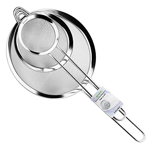 Ipow WJ-096 - Juego de 3 coladores acero inoxidable con manija para alimentos y vegetales. medidas 7cm, 12cm, 18cm Ipow WJ-096 - Juego de 3 coladores acero inoxidable con manija para alimentos y vegetales. medidas 7cm, 12cm, 18cm