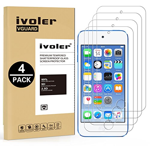 ivoler [4 Unidades] Protector de Pantalla para Apple iPod Touch 7/6 / 5 (7th, 6th y 5th Generación), Cristal Vidrio Templado Premium para Apple iPod Touch 7/6 / 5 Generación