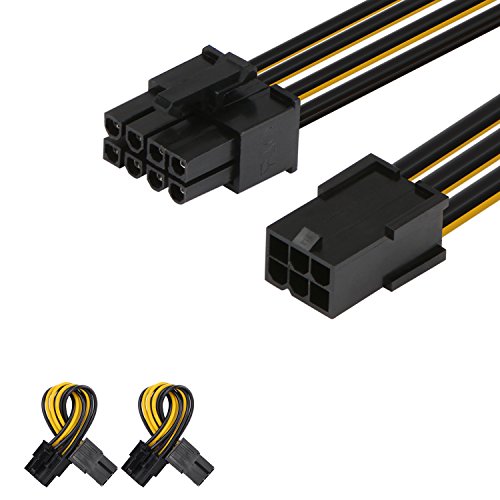J&D 2 Paquetes 6 Pin a 8 Pin PCI Express (PCIe) Tarjeta de Vídeo Adaptador Cable de Alimentación - 10cm