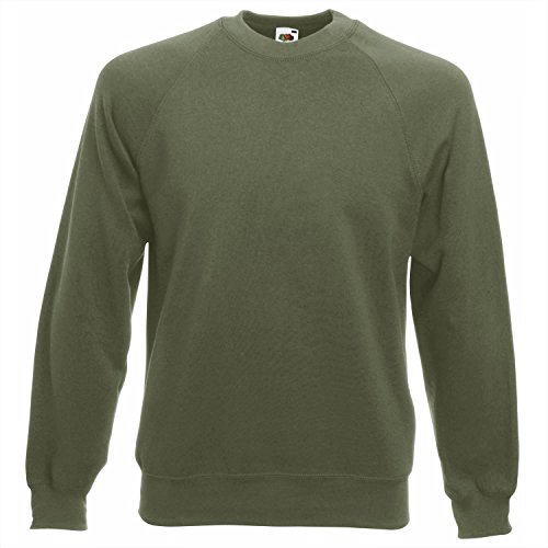 Jersey clásico de Fruit of the Loom, con manga raglán, para hombre verde oliva M Jersey clásico de Fruit of the Loom, con manga raglán, para hombre verde oliva M