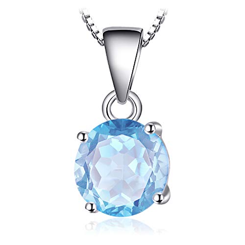 JewelryPalace Colgante Solitario 2.5ct Genuino Topacio azul cielo Redondo Piedra de nacimiento Collar Plata de ley 925 cadena de caja 45cm