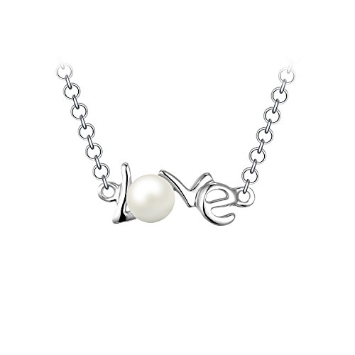 JewelryPalace Collar Gargantilla Amor redondo 5mm Perla cultivada de agua dulce Plata de ley 925 cadena de caja 45cm