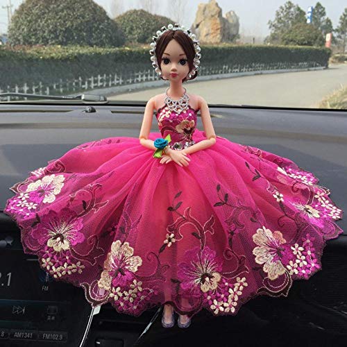 JIANG Decoracion Coche Coche muñeca Coche Chica Linda de Gama Alta de Encaje Vestido de Boda Interior del Coche Princesa Colgante Damas del Coche Exclusivo Diosa Rosa Disco de Pago, Poco FAI