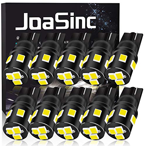JoaSinc 10 x W5W LED Bombillas LED T10 Coche 194 168 501 9SMD 2835 Luces LED Exterior y Interior Luz de Lectura Matrícula Luz Posición Delantera Blanco 12V