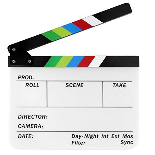 JOYOOO Claqueta Plástica acrílica Director film clapboard (9.6 * 11.7"/25x30cm) cinematográfica Película Badajo Junta Pizarra de colores