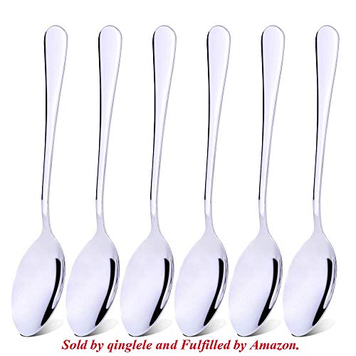 Juego de 6 cucharas de acero inoxidable, cuchara sopera, cuchara de cena, 8,1 pulgadas. Juego de 6 cucharas de acero inoxidable, cuchara sopera, cuchara de cena, 8,1 pulgadas.