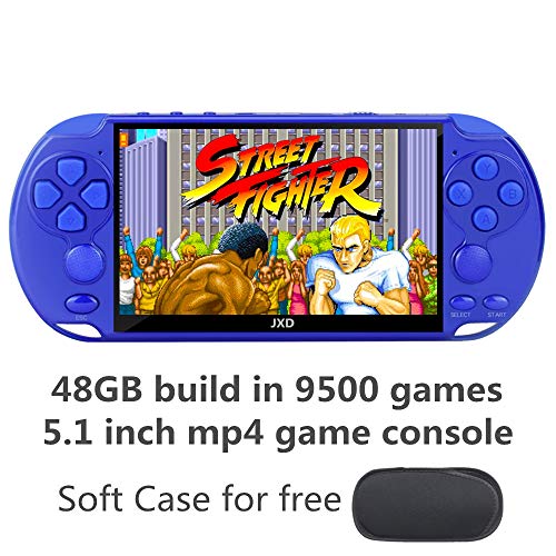 JXD Nueva consola de videojuegos retro de 5.1 pulgadas y 128bits incorporada en 9500 juegos para arcade neogeo/cps/c/sfc/gba/gbc/gb/smc/sega mp3/4 DV/DC(azul) JXD Nueva consola de videojuegos retro de 5.1 pulgadas y 128bits incorporada en 9500 juegos para arcade neogeo/cps/c/sfc/gba/gbc/gb/smc/sega mp3/4 DV/DC(azul)
