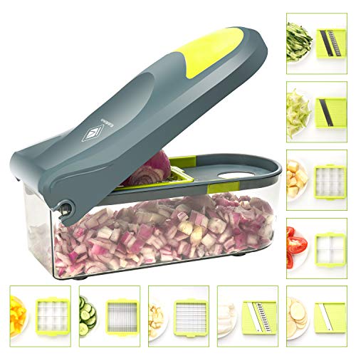 Kalokelvin Cortador de Patatas 10 en 1 Multiusos Mandolina de Verduras Cortador de Patatas y Cebollas con 7pza Cuchillas y Exprimidor para Frutas Verduras Picadora de Alimentos(1500ML) Kalokelvin Cortador de Patatas 10 en 1 Multiusos Mandolina de Verduras Cortador de Patatas y Cebollas con 7pza Cuchillas y Exprimidor para Frutas Verduras Picadora de Alimentos(1500ML)