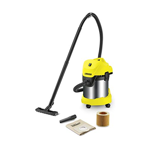 Kärcher WD 3 Premium Aspirador en seco y húmedo, 1000 W, 17 litros, 75 Decibelios, Corriente sin control de encendido, Metal, Acero Inoxidable, Amarillo, Model nuevo Kärcher WD 3 Premium Aspirador en seco y húmedo, 1000 W, 17 litros, 75 Decibelios, Corriente sin control de encendido, Metal, Acero Inoxidable, Amarillo, Model nuevo