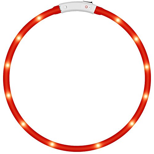 KEKU LED Collar de Perro de Mascota, llevó USB Recargable Collar de Seguridad para Mascotas Impermeable hasta la Longitud de 50 cm (19.5in) Collar de Destello Ajustable (Rojo) KEKU LED Collar de Perro de Mascota, llevó USB Recargable Collar de Seguridad para Mascotas Impermeable hasta la Longitud de 50 cm (19.5in) Collar de Destello Ajustable (Rojo)