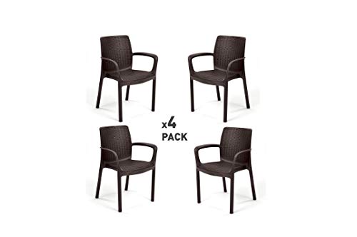 Keter Bali Set de 4 sillas de jardín, Marrón Keter Bali Set de 4 sillas de jardín, Marrón