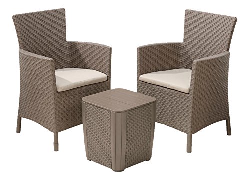 Keter Iowa Conjunto de terraza o balcón Iowa con mesa Luzon y cojines incluidos, Capuchino Keter Iowa Conjunto de terraza o balcón Iowa con mesa Luzon y cojines incluidos, Capuchino