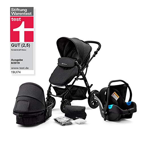 Kinderkraft Carrito Bebé 3 Piezas MOOV, Capazo, Silla Paseo, Silla Coche, Negro Kinderkraft Carrito Bebé 3 Piezas MOOV, Capazo, Silla Paseo, Silla Coche, Negro