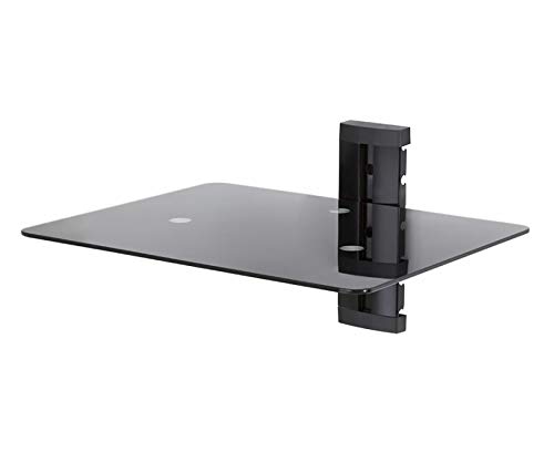 King Premium Negro estantería Flotante estantes de Cristal Apto para Reproductores de DVD, Sky, Virgin, Consolas de Juegos, TV Accesorios (1 Estante, Negro).