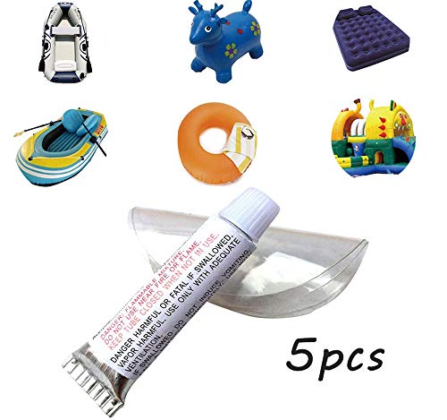 Kit de Reparación de Fugas en la Piscina, Parche y Pegamento Inflables para Colchoneta de Hidromasaje, Parches Adhesivos para Colchón de Aire (5 piezas)