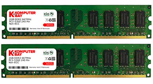 Komputerbay - Memoria DIMM para PC, 4GB (2 x 2GB), DDR2, 667MHz, PC2-5300/PC2-5400 667 (240 PIN) Komputerbay - Memoria DIMM para PC, 4GB (2 x 2GB), DDR2, 667MHz, PC2-5300/PC2-5400 667 (240 PIN)
