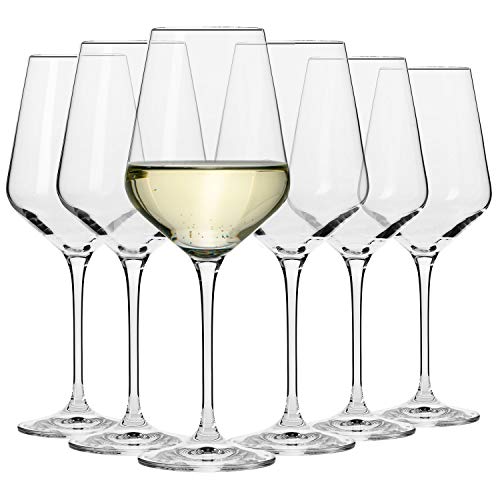 Krosno Copas de Vino Blanco | Conjunto 6 Piezas | 390 ML | Avant-Garde Collection Uso en Casa, Restaurante y en Fiestas | Apto para Microondas y Lavavajillas