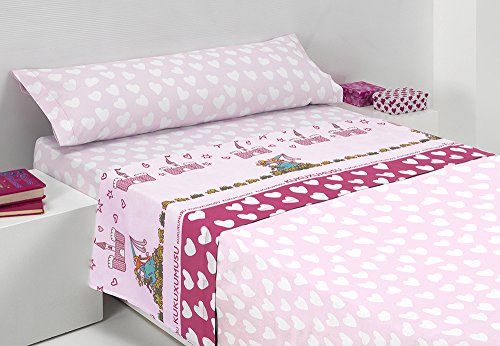 Kukuxumusu Princesas Juego de Sábanas 90, Algodón-Poliéster, Multicolor, Individual, Cama 90cm