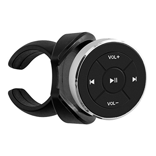 kwmobile Bluetooth Media Button Smartphone y Tablet - Interfaz de Audio para Coche iOS y Android - Soporte para Volante Control de música y Volumen