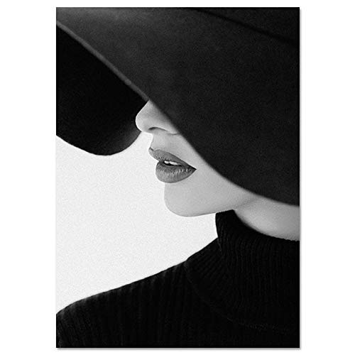 Labios Black White Pop Canvas Posters Impresiones Pinturas Mujeres Wall Art Pictures for Living Room Home Decor 40x50cm