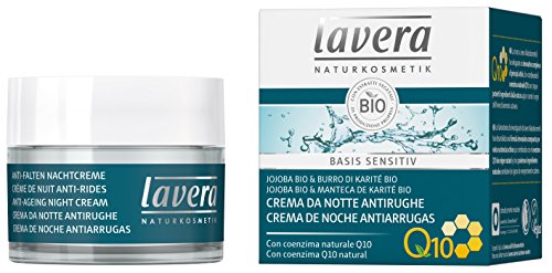 Lavera Basis Sensitiv Crema de Noche Antiarrugas Q10 - Con coenzima Q10 natural - Jojoba & Manteca de karité bio - vegano - biológico - cosméticos naturales 100% certificados - 50 ml