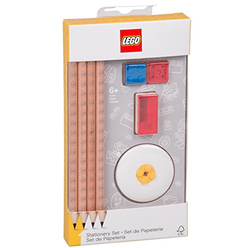 LEGO Un Conjunto de Artículos Escolares (8 Elementos) Bloques Lápices Sacapuntas Borrador