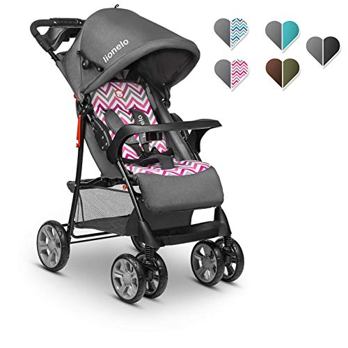 Lionelo Emma Plus - Cochecito de bebé ligero y moderno, pequeño, con posición reclinada, plegable, color rosa