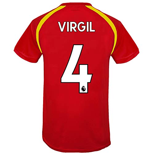 Liverpool FC - Camiseta Oficial de Entrenamiento - para Hombre - Poliéster - Rojo LFC - Virgil 4 - Pequeña