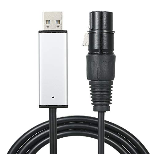 Lixada USB Cables Lighting para Luz de Escenario al Adaptador de Interfaz DMX LED DMX512 Ordenador PC Etapa Controlador de Iluminación Regulador
