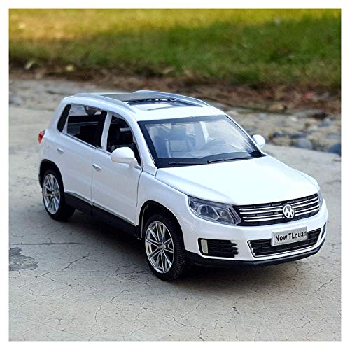 LJHLJH Pull Back Car Volkswagen Tiguan Model Alloy 1:32 Toy para Niños con Puertas Y Sonidos Reales Puertas Que Se Pueden Abrir Niños,Blanco
