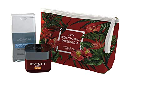 L'Oreal París Dermo Expertise - Set de Regalo con Neceser, Revitalift Laser Crema de Día Anti-arrugas 50 ml y Desmaquillante Ojos y Labios