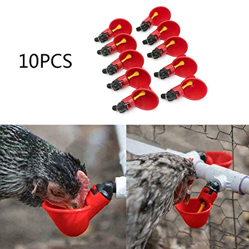 Loriver Paquete de 10 Tazas de Agua para Aves de Corral Pollo Gallina Plástico Bebedero automático Codorniz