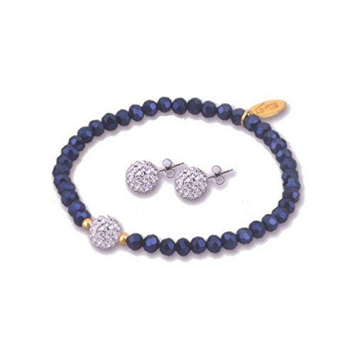 Lotus Silver - Conjunto de pulsera y pendientes color azul oscuro - LP1237-2/3 Lotus Silver - Conjunto de pulsera y pendientes color azul oscuro - LP1237-2/3