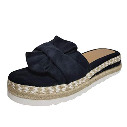 LuckyGirls Slip-On Summer Slip-On Bow Flat Beach Open Toe Sandalias Transpirables Zapatos de Tejido LuckyGirls Slip-On Summer Slip-On Bow Flat Beach Open Toe Sandalias Transpirables Zapatos de Tejido